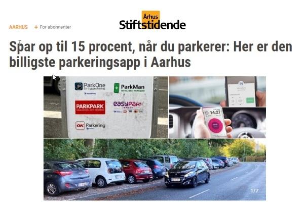 Aarhus Stiftstidende udråber også PARKPARK til at være den billigste betalingsapp til  parkering